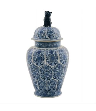 Fine Asianliving Chinese Ginger Jar Porcelain Blue White Flower Motif Hand-Painted D36xH71cm