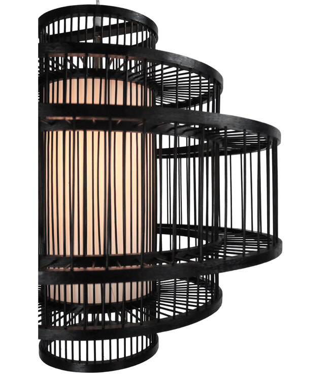 Bamboo Lampshade Pendant Light Black Handmade - Louis D60xH60cm