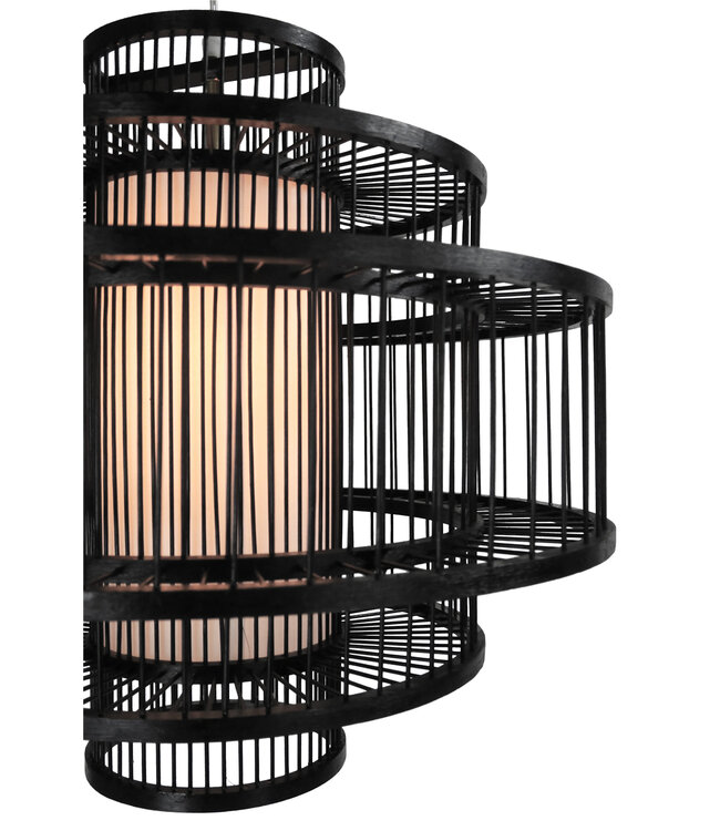 Bamboe Hanglamp Zwart Handgemaakt - Leonard D50xH50cm