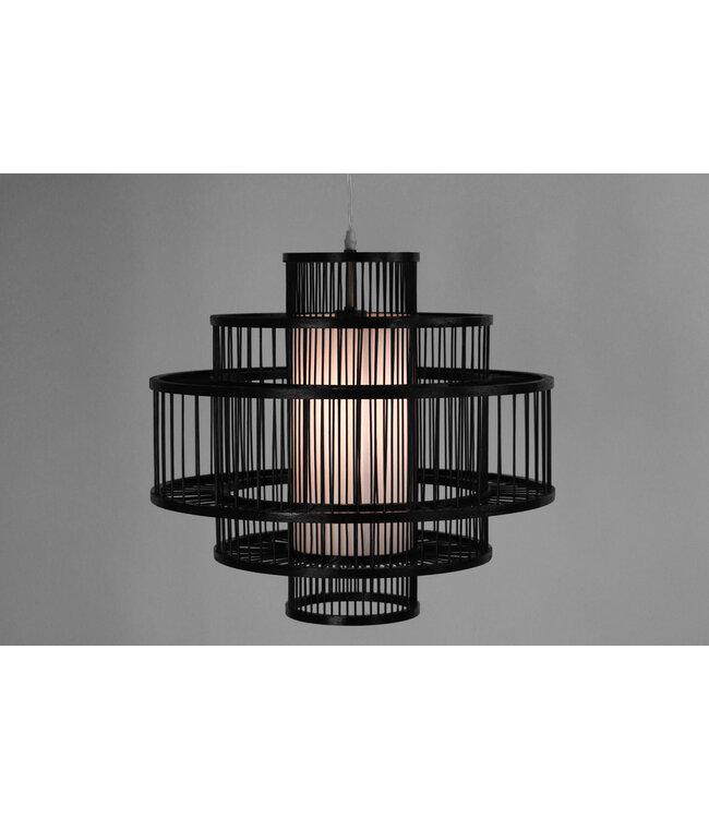 Bamboo Lampshade Pendant Light Black Handmade - Leonard D50xH50cm