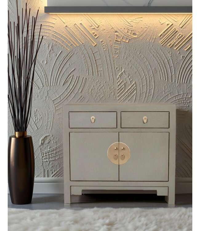 Armoire Chinoise Gris Olive - Collection Orientique L90xP40xH80cm