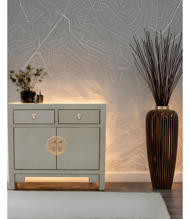 Armoire Chinoise Gris Olive - Collection Orientique L90xP40xH80cm