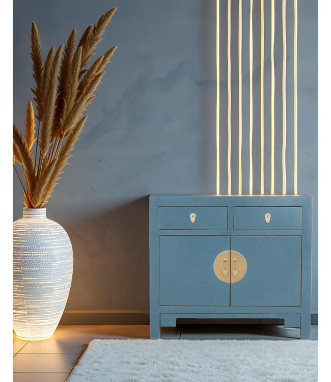 Armoire Chinoise Arctic Bleue Gris - Orientique Collection L90xP40xH80cm