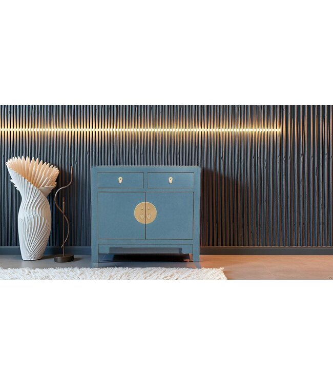 Armoire Chinoise Arctic Bleue Gris - Orientique Collection L90xP40xH80cm