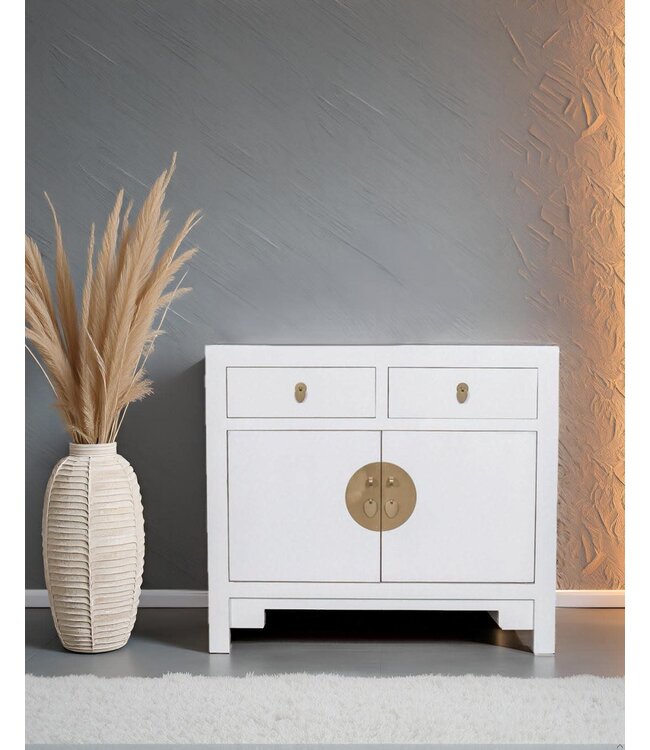 Armoire Chinoise Blanche Neige - Collection Orientique B90xT40xH80cm