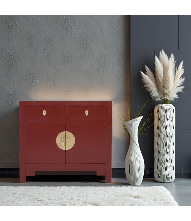 Armoire Chinoise Rouge Écarlate - Orientique Collection L90xP40xH80cm