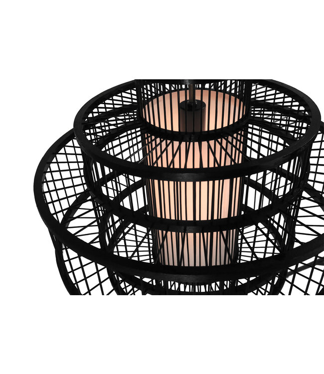 Bamboo Lampshade Pendant Light Black Handmade - Louis D60xH60cm