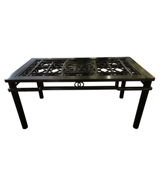 Fine Asianliving Mesa de Comedor China tallada a mano con Tablero de Cristal A160xP85xAlt80cm