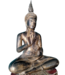 Sukhothai Buda Sentado Negro Rojo Oro Hecho a Mano a Partir de un Tronco de Árbol Sólido An75xP40xAl92cm