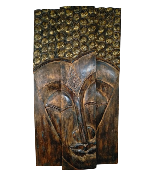 Thai Buddha Panel Handmade from Solid Tree Trunk W120xH180cm