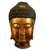 Statue de Bouddha japonais en forme de tête et tronc d'arbre doré (D40xH65cm)