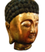 Statue de Bouddha japonais en forme de tête et tronc d'arbre doré (D40xH65cm)