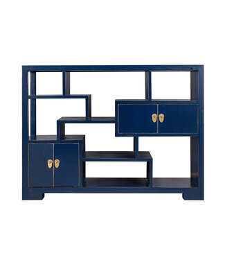 Fine Asianliving Chinese Bookcase Open Cabinet Midnight Blue - Orientique Collection W108xD35xH80cm