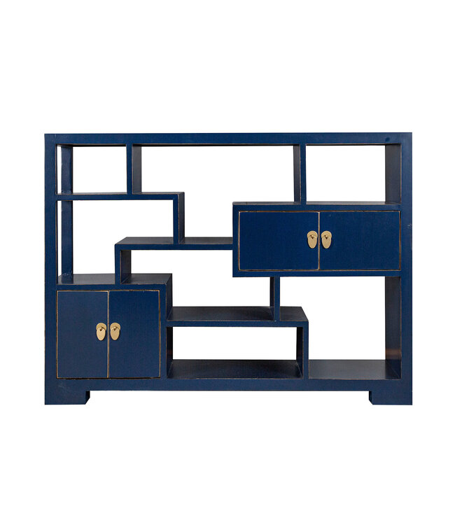 Chinesisches Bücherregal Offenes Regal Nachtblau - Orientique Kollektion B108xT35xH80cm
