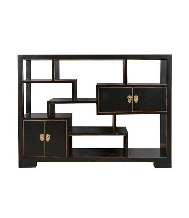 Chinesisches Bücherregal Offenes Regal Onyx Schwarz - Orientique Kollektion B108xT35xH80cm