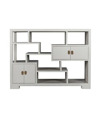 Fine Asianliving Libreria Cinese Mobile Espositore Moonshine Grigio - Orientique Collezione L108xP35xA80cm