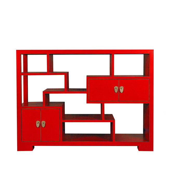 Chinese Boekenkast Open Kast Lucky Rood - Orientique Collectie B108xD35xH80cm