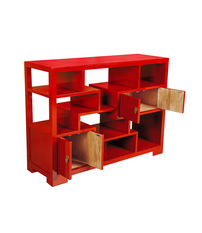 Bibliothèque Chinoise Étagère Ouverte Lucky Rouge - Orientique Collection L108xP35xH80cm