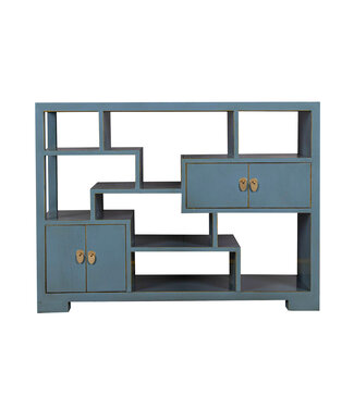 Fine Asianliving Chinese Boekenkast Open Kast Arctic Blauw Grijs - Orientique Collectie B108xD35xH80cm