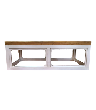 Fine Asianliving Japandi Couchtisch Massivholz Weiß B130xT65xH45cm