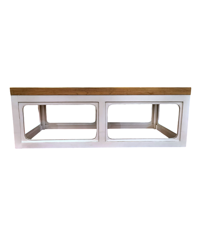 Japandi Couchtisch Massivholz Weiß B130xT65xH45cm