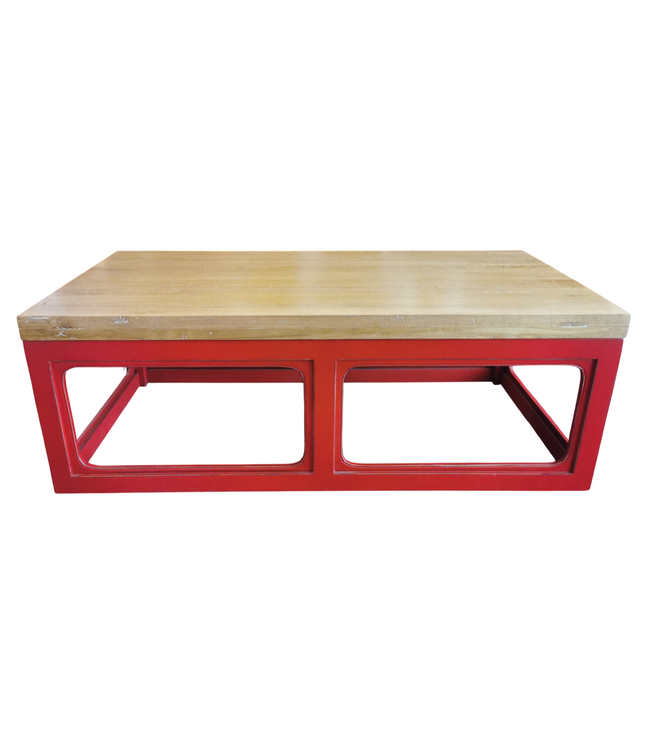 Japandi Salontafel Rood Massief Hout B130xD65xH45cm