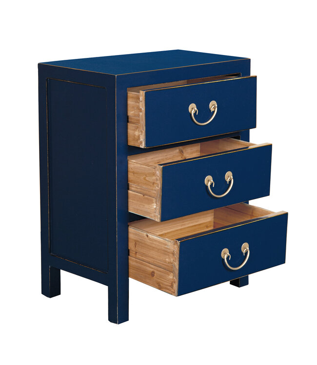 Table de Chevet Chinois Bleu Nuit - Orientique Collection L45xP30xH60cm