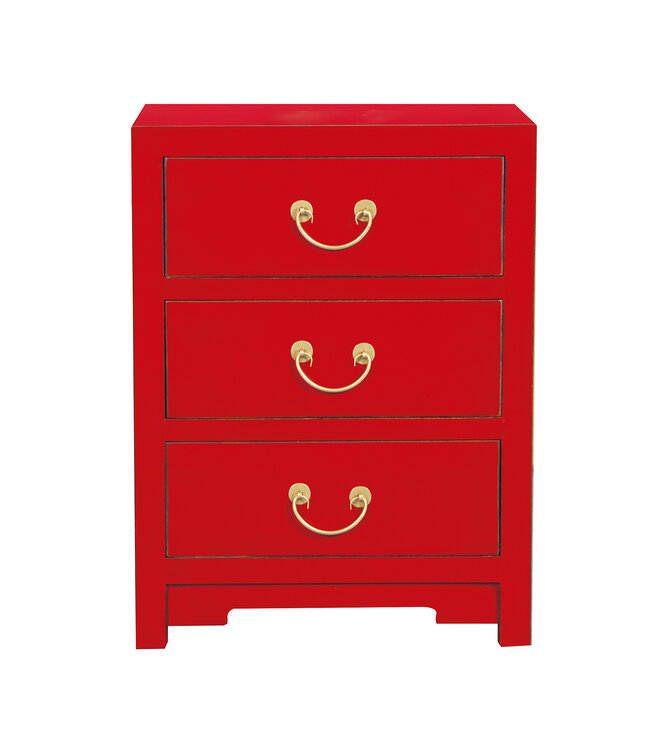 Table de Chevet Chinois Lucky Rouge - Orientique Collection L45xP30xH60cm