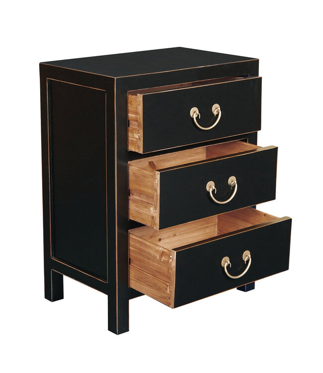 Chinees Nachtkastje Onyx Zwart - Orientique Collectie B45xD30xH60cm