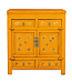 Fine Asianliving Antieke Chinese Kast Marigold Geel Vlinders Handbeschilderd B80xD40xH80cm