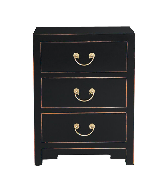 Table de Chevet Chinois Onyx Noir - Orientique Collection L45xP30xH60cm