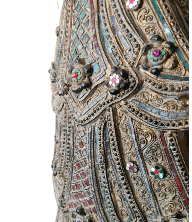 Shan Royal Staande Thaise Boeddha Boomstam Goud B55xD33xH193cm