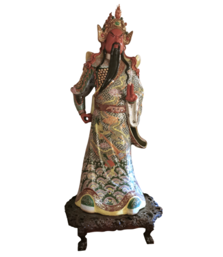 Fine Asianliving Guan Yu Statue Guan Gong Porcelain Handpainted W85xD70xH205cm