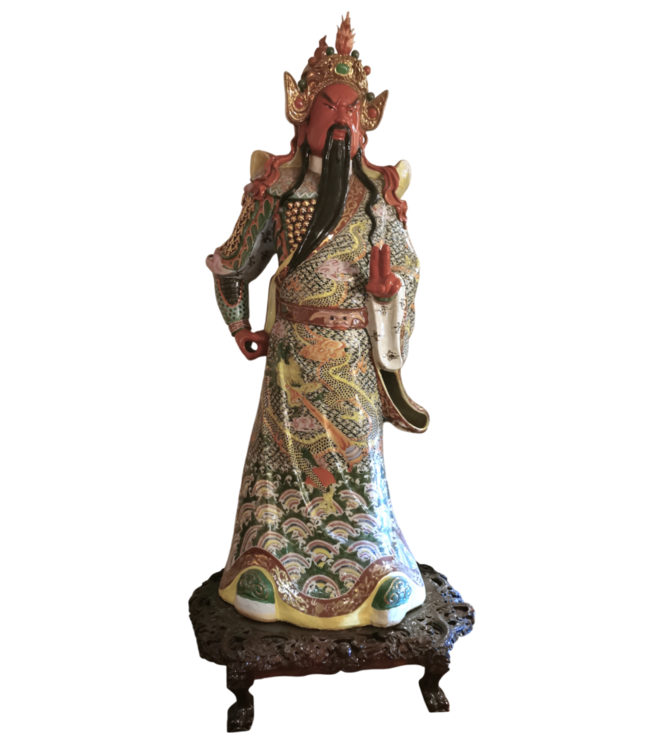 Guan Yu Statue Guan Gong Porcelain Handpainted W85xD70xH205cm