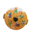 Antique Chinese Wooden Rice Container with Lid Orange Handpainted D25xH25cm
