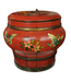 Antique Chinese Wooden Handpainted Rice Container with Lid Red D25xH25cm