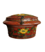 Antique Chinese Wooden Handpainted Rice Container with Lid Red D35xH20cm