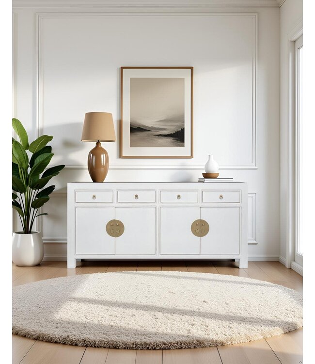 Chinesisches Sideboard Kommode Schneeweiß - Orientique Kollektion B180xT40xH85cm