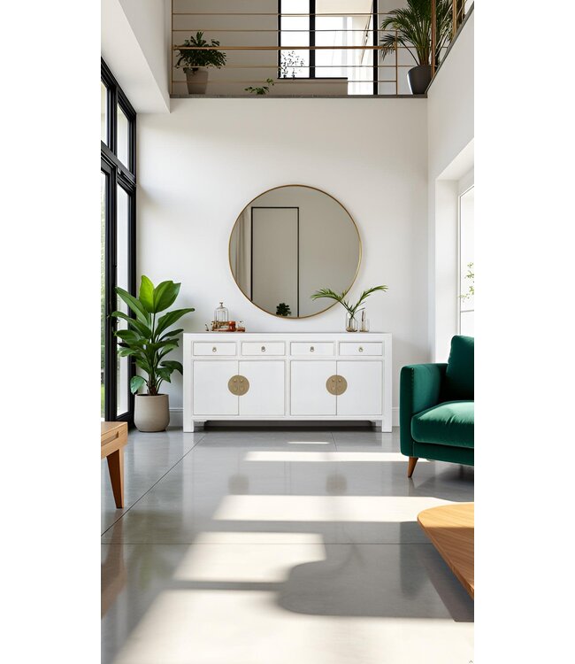 Chinesisches Sideboard Kommode Schneeweiß - Orientique Kollektion B180xT40xH85cm