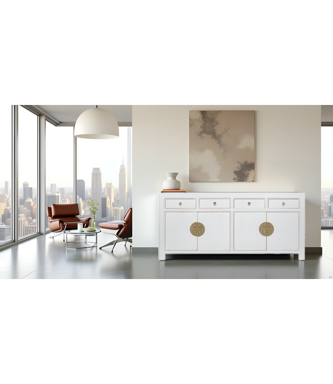 Chinesisches Sideboard Kommode Schneeweiß - Orientique Kollektion B180xT40xH85cm