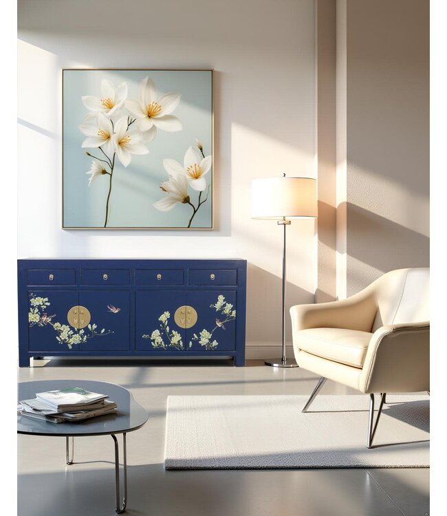 Chinese Sideboard Midnight Blue Handpainted W180xD40xH85cm
