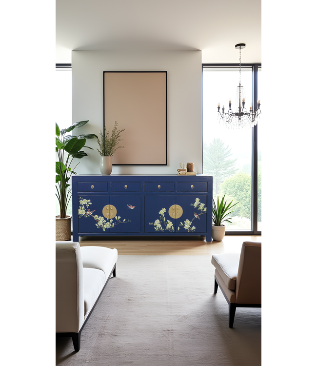 Chinese Sideboard Midnight Blue Handpainted W180xD40xH85cm