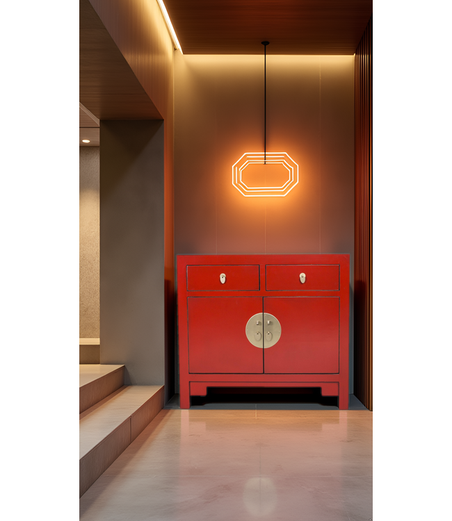 Armoire Chinoise Lucky Red - Collection Orientique L90xP40xH80cm