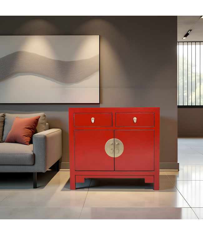 Armoire Chinoise Lucky Red - Collection Orientique L90xP40xH80cm