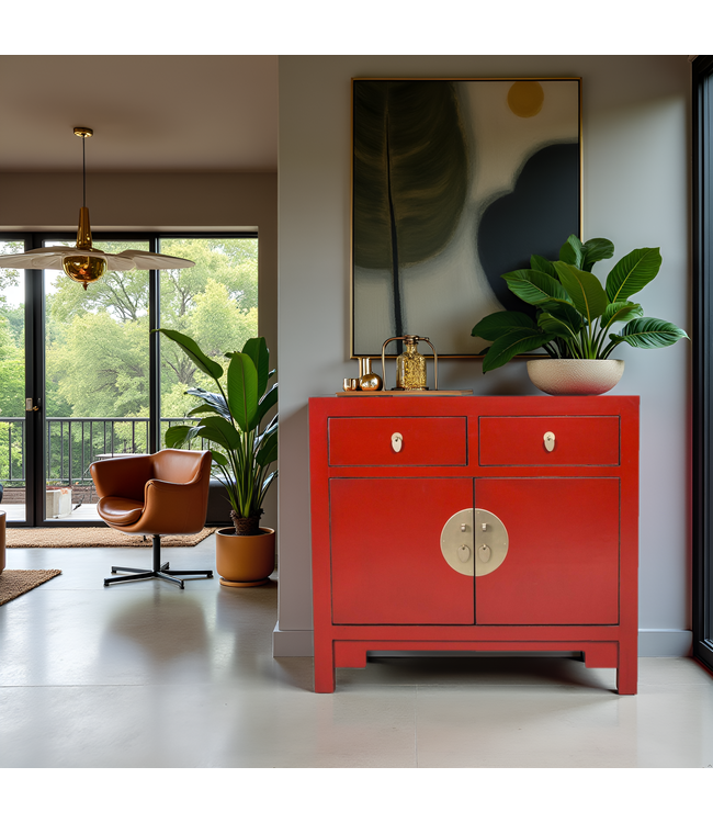 Armoire Chinoise Lucky Red - Collection Orientique L90xP40xH80cm