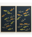 Oriental Wall Art Painted Koi Fishes 100% Pure Silk Set/2 650x1200mm