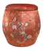 Velours Poef met Opbergruimte Rond Rood Vogels Handgemaakt D43xH43cm