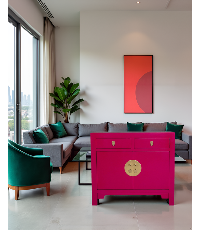 Armoire Chinoise Fuchsia Royale - Orientique Collection L90xP40xH80cm