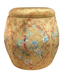 Velvet Storage Ottoman Round Pouffe Yellow Birds Handmade D43xH43cm