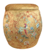 Velvet Storage Ottoman Round Pouffe Yellow Birds Handmade D43xH43cm